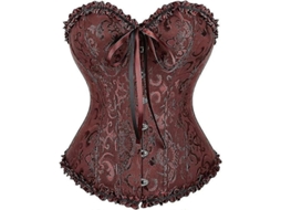 Top Corset Feminino com Fecho Busk e Costura Ajustável Ideal para Todas as Ocasiões Marrom