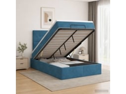 Vidaxl Cama Ottoman Com Colchão Azul Escuro 120 X 190 Cm Veludo