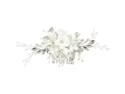 Peineta De Boda Con Flores De Cerámica, Accesorio De Cabello Elegante Para Novias Y Eventos Especiales