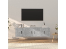 Vidaxl Conjunto Móveis De Tv 3 Pcs Madeira Processada Cinzento Cimento