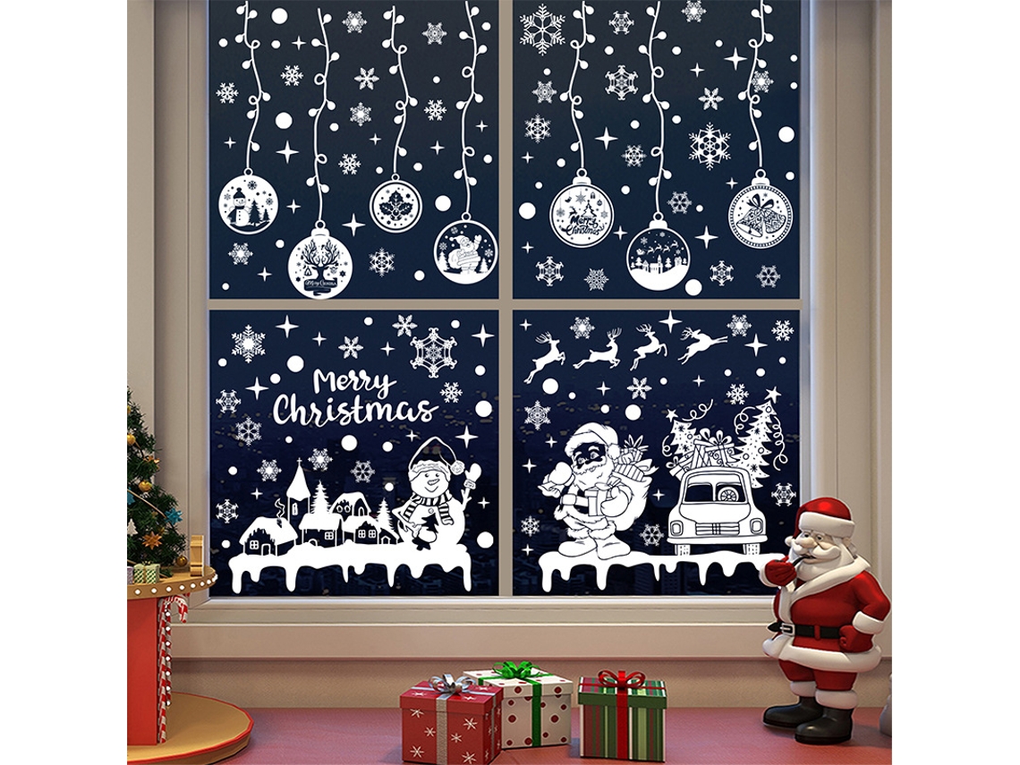 Adesivos De Natal Para Janelas E Vidros 9 Folhas Brancas Grandes Decoração De Janelas De Vinil Aquaforge