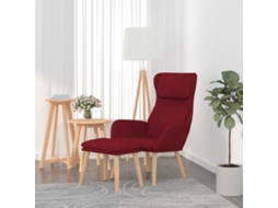 Vidaxl Cadeira De Descanso Com Banco Veludo Vermelho Tinto