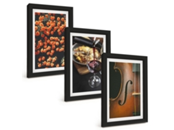 Composição De Quadros Flores Vintage, Vinho, Violino Espelharte (3 Peças 20x30 Cm)