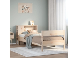 Vidaxl Cama Com Estante Sem Colchão 75x190 Cm Pinho Maciço