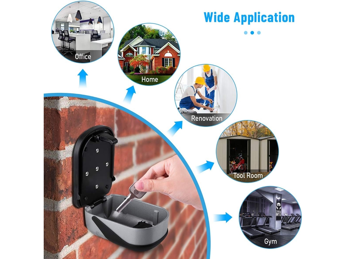 Cofre Com Chave , Grande Caixa De Chaves De Parede Para Ambientes Internos E Externos, Cofre Com Código Digital De 4 Dígitos Par Slowmoose (prata)