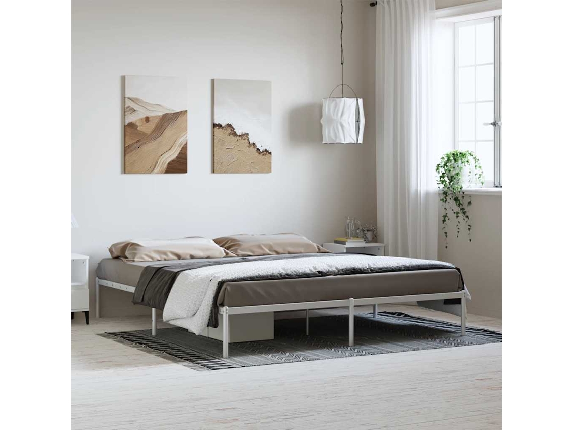 Vidaxl Estrutura De Cama 183x213 Cm Metal Branco