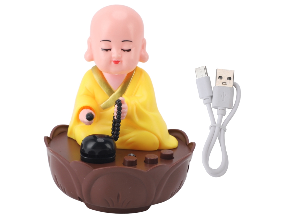 Figura Monge Musical Laxiscreed Com Cabeça Móvel Usb Em Cor Amarelo Para Decorar E Entreter