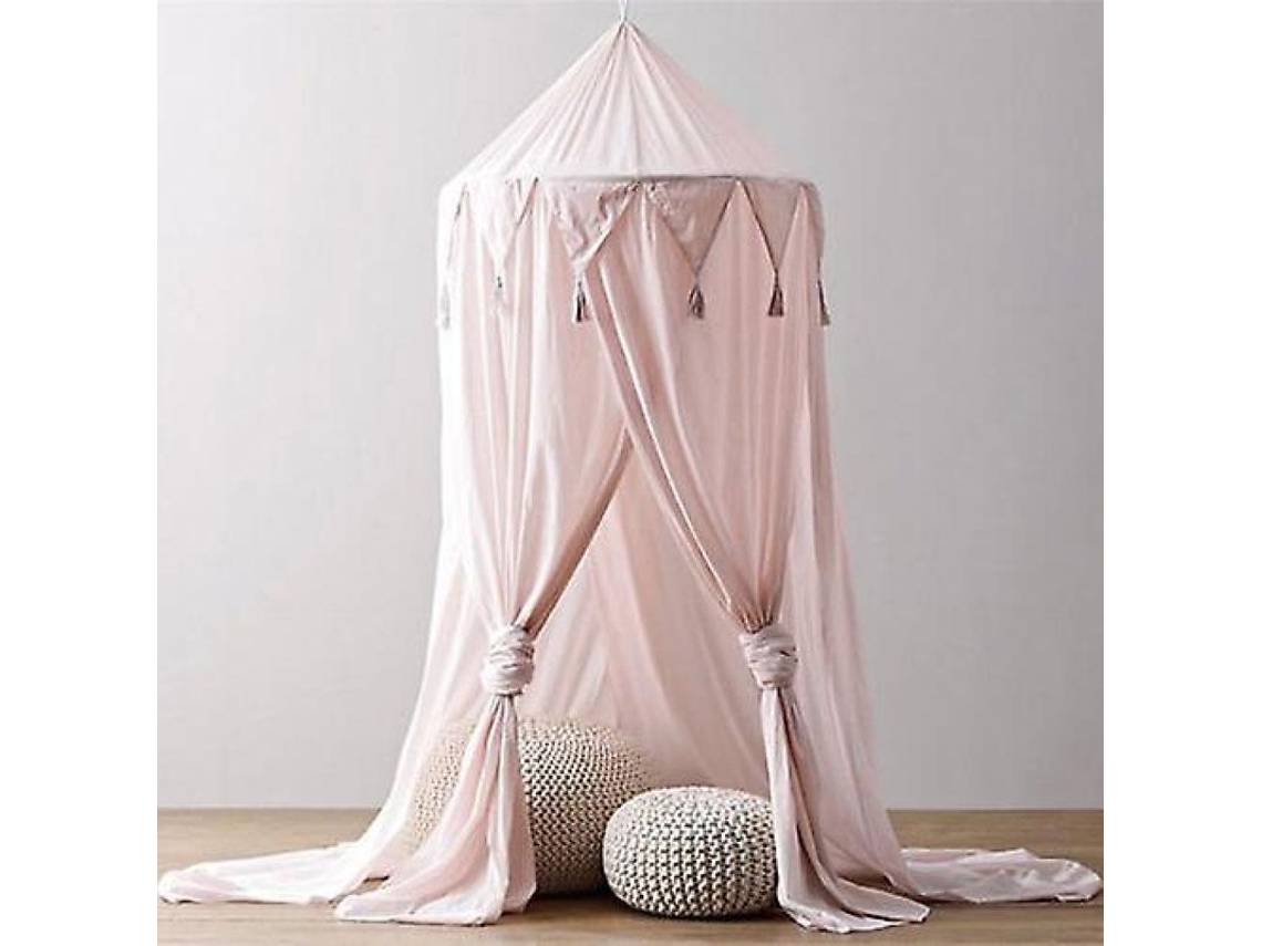 Canopy redondo cinza para cama infantil com mosquiteiro LINJOU