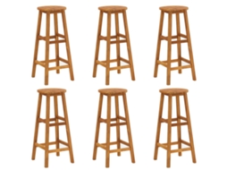 Bancos De Bar 6 Pcs Madeira De Acãcia Maciã§a DKD HOME DECOR