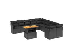 Garden Sofa Set, Garden Sofa Sets Vidaxl Preto Rattan / Vime (n/a)