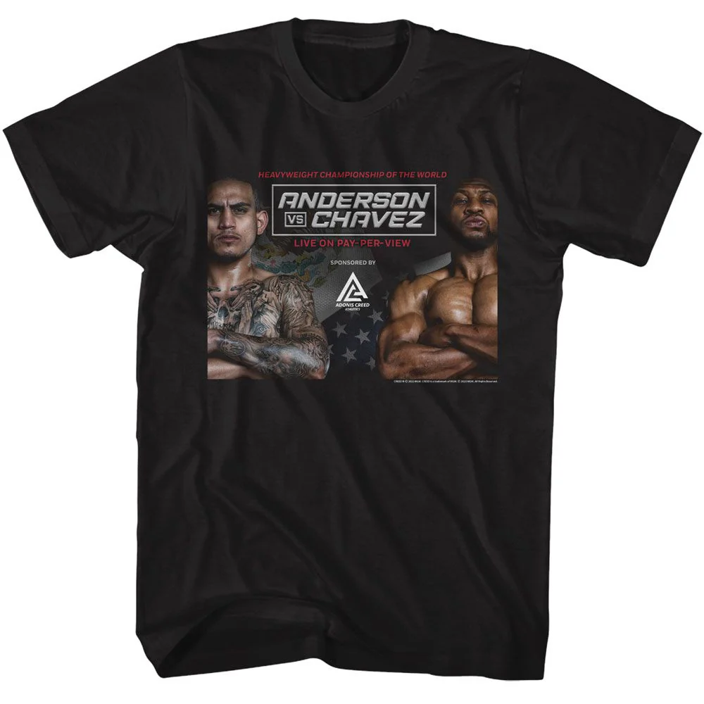 Unisex Adult T-shirt Rockinstone Rocky Movie Anderson V Chavez Black Sizem
