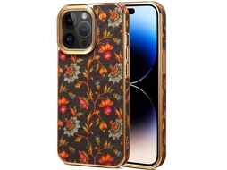 Capa Orysin Primavera Dourada | Design Floral Elegante | Para Iphone 14 Pro Max