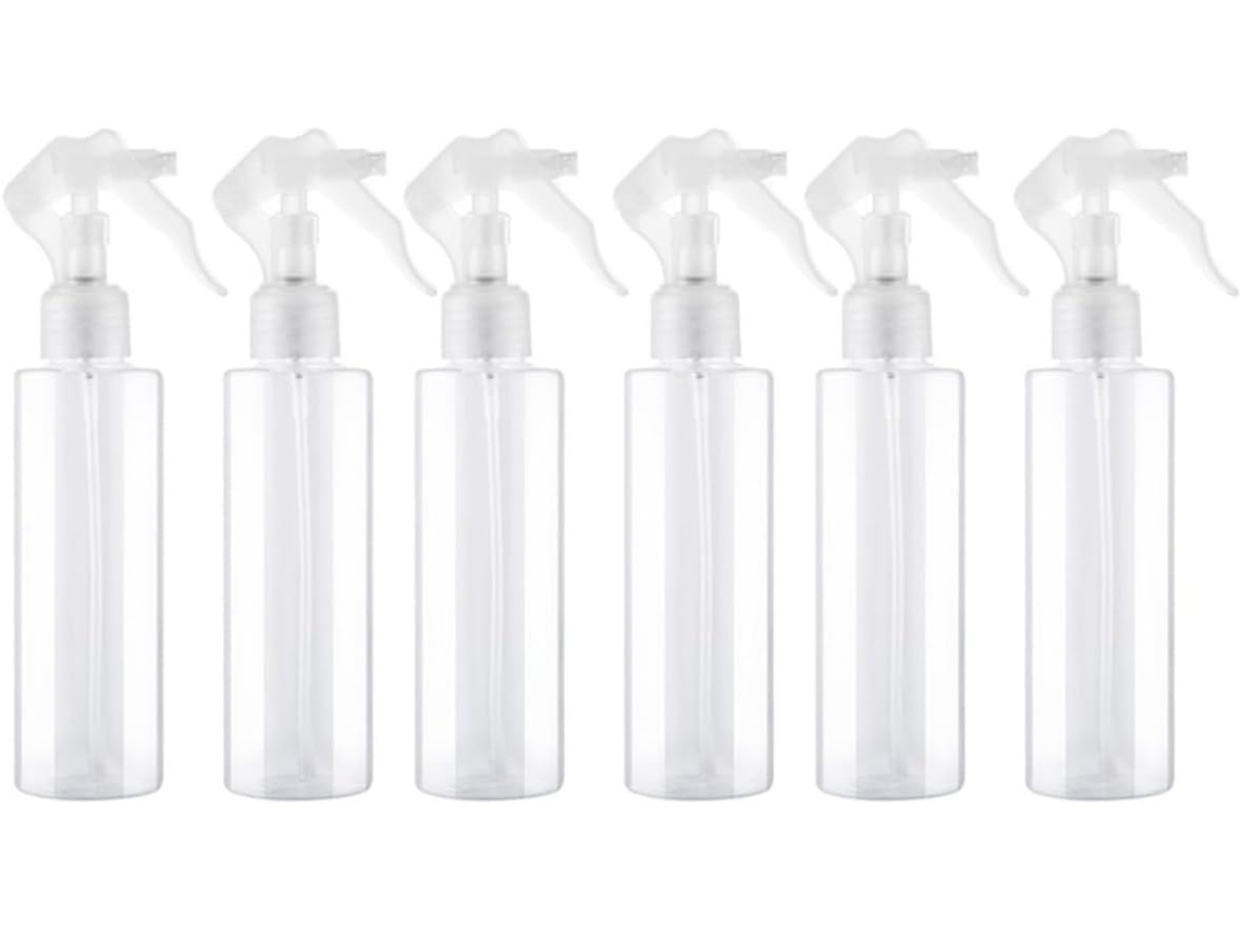 Frascos de spray portáteis de plástico PET, pacote com 6 unidades, 150 ml, multifuncionais.