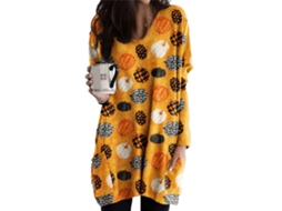 Vestido De Dormir Laxiscreed Mulher Com Manga Longa, Gola Redonda, Bolso Grande E Tema Halloween, Tamanho 4 Xl