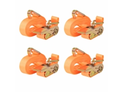 Vidaxl Cintas De Fixação C/ Roquete 4pcs 0,4 Toneladas 6mx25mm Laranja