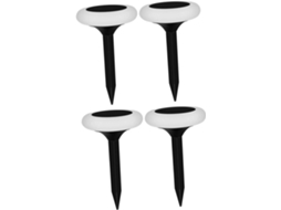Conjunto de 4 Luzes Solares de Jardim Rgb Coloridas, Sem Fio, em Plástico Preto, Fáceis de Instalar. SFUSHOS