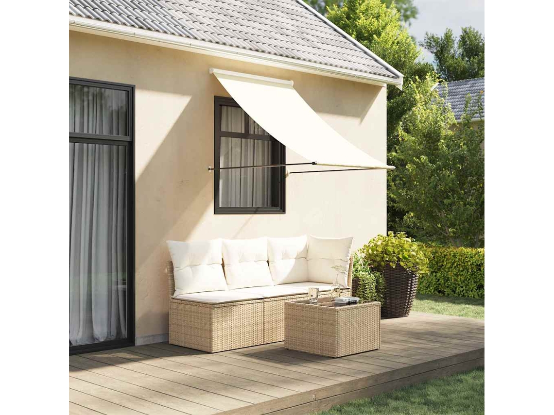 Vidaxl Toldo Retrátil 150x150 Cm Tecido E Aço Cor Creme