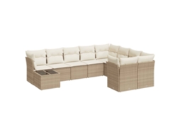 Maison Exclusive - 10 Pcs Conjunto De Sofás P/ Jardim Com Almofadões Vime Pe Bege