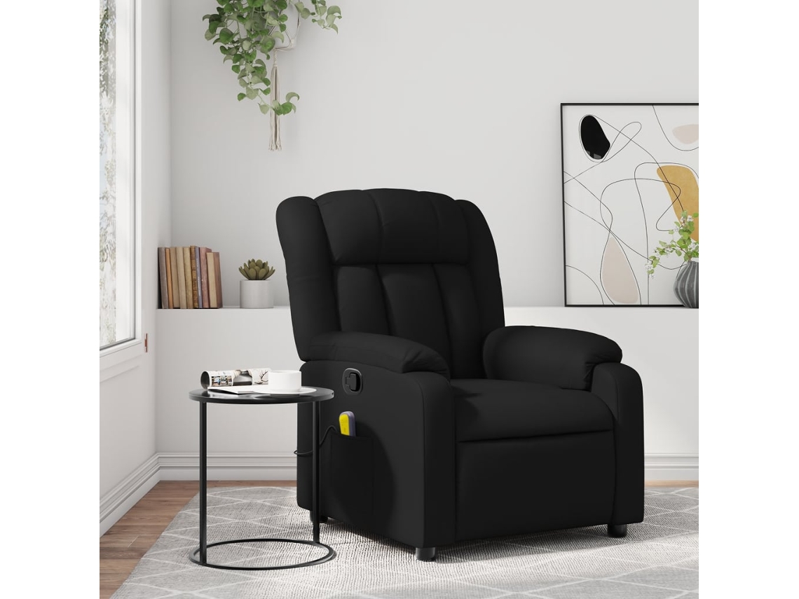 Vidaxl Poltrona De Massagem Reclinável Em Couro Sintético Preto