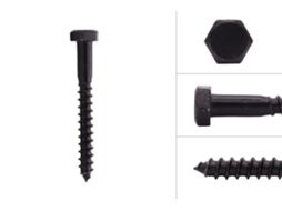 Parafusos Sextavados Pretos de Madeira M8 X 70 Mm 10 Peças WOVAR