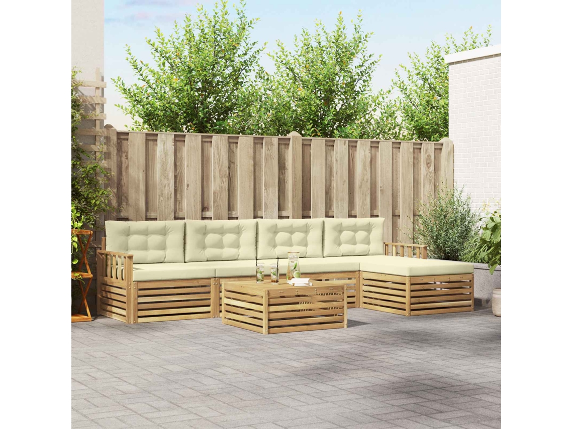 Vidaxl Conjunto De Sofás Para Exterior 7 Unid. Branco E Creme