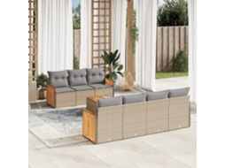 Vidaxl 8 Pcs Conjunto De Sofás P/ Jardim Com Almofadões Vime Pe Bege