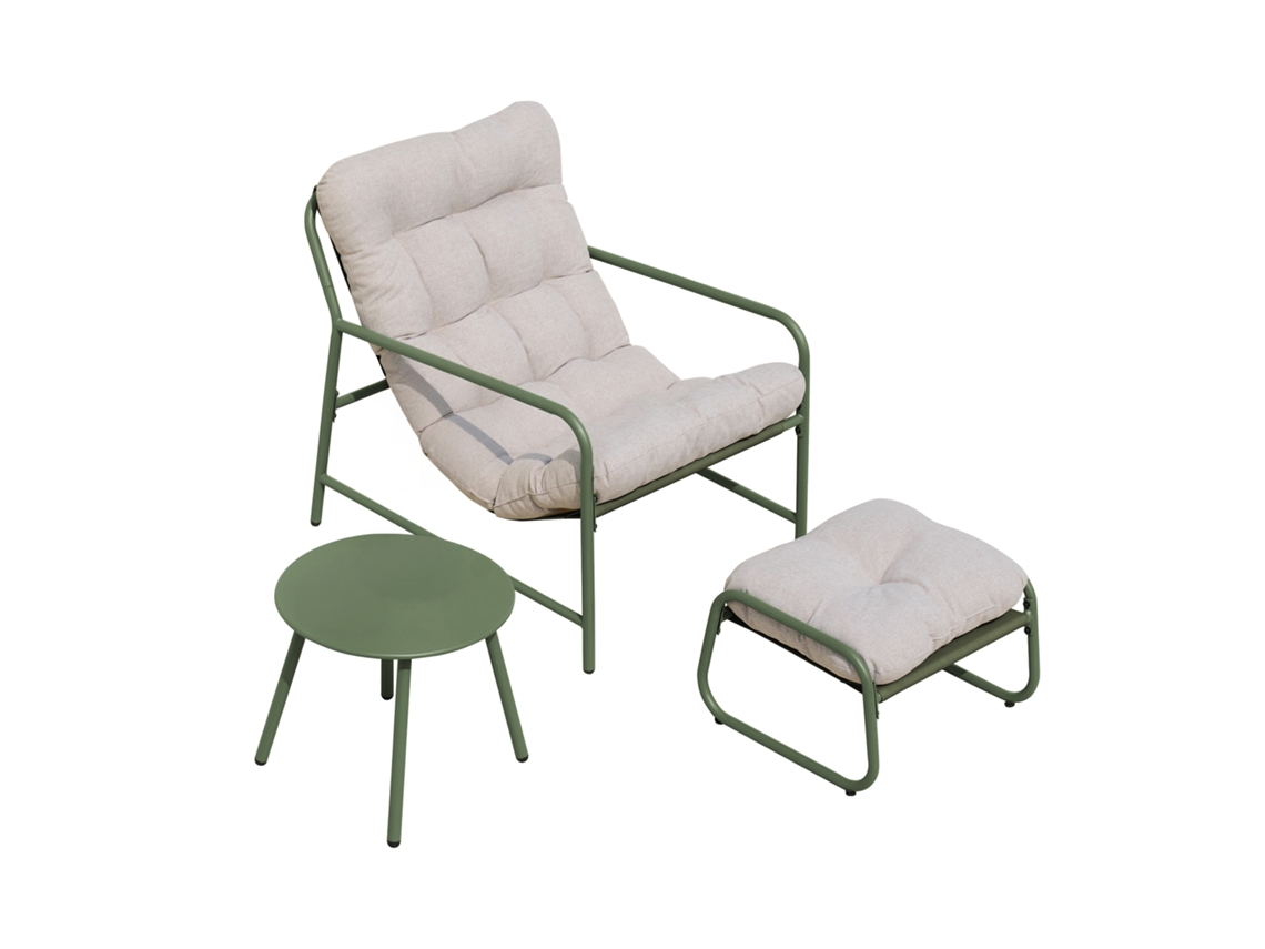 Conjunto De Mobiliário De Jardim Trerdfjoa 3 Pcs. Aço Verde/cinzento [EN.CASA]