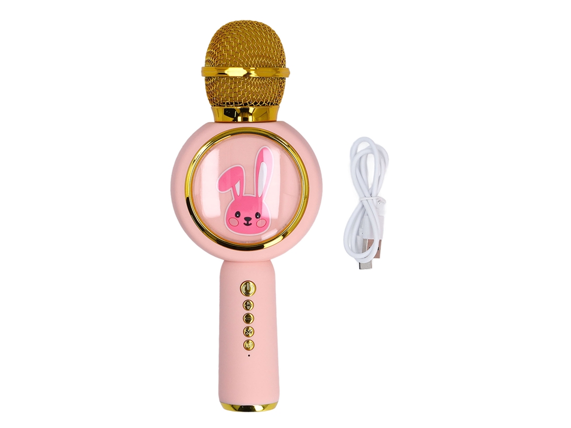 Primerox microfone Bluetooth Infantil com Luz Colorida Sem Fio Bateria Integrada Karaoke Casa