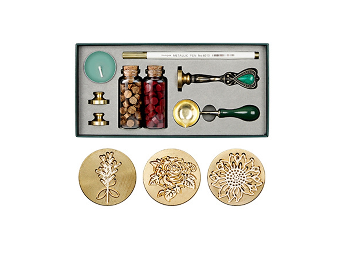 Kit De Cera Selladora Com Pérolas De Cera, Selo E Colher Para Convites E Artesanato