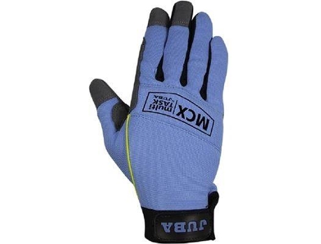 Luvas Azuis Couro Sintetico com Dorso de Spandex. Nº10