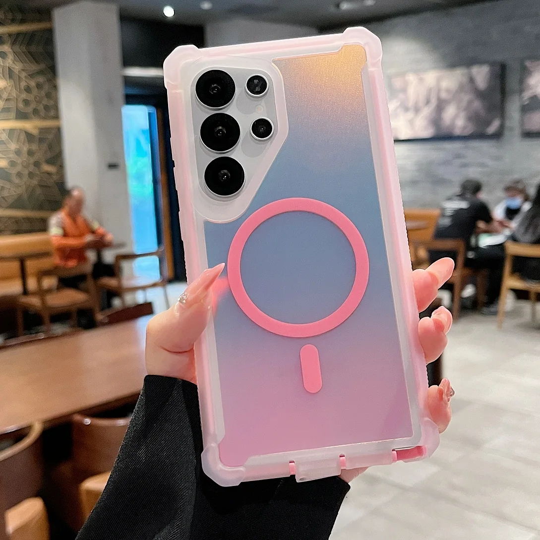 Capa Protetora Magnética Para Carregamento Sem Fio, Resistente A Quedas E Com Design Camaleão (samsung S25 Plus Rosa).