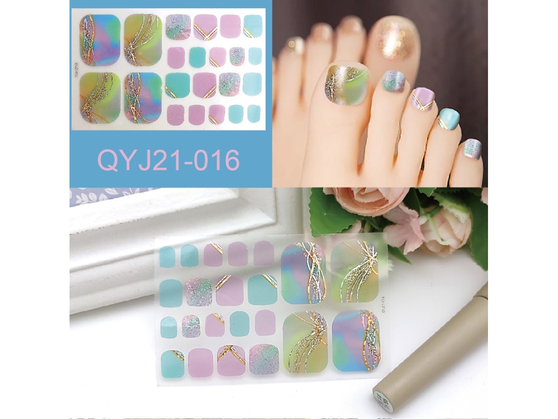 Adesivos De Unhas Para Pé Com Estampas E Strass Decoração De Unhas Para Mulheres E Meninas Arte De Unhas