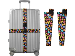 Conjunto De 2 Cintas Bagagem Personalizáveis Com Fivelas Para Malas, Com Estampa De Coração Colorido