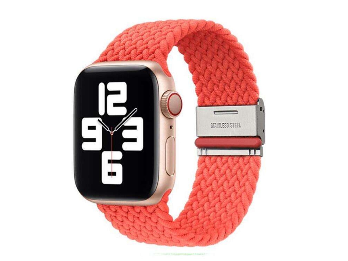 Bracelete Pulseira Entrançada Flexível para Apple Watch Se 2022 44Mm Laranja