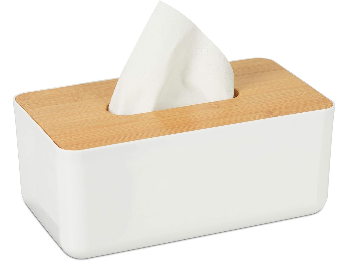Recipiente Para Guardanapos, Dispensador De Secagem, Plástico, Bambu, Hlp 10 X 23 X 13 Cm Aquaforge