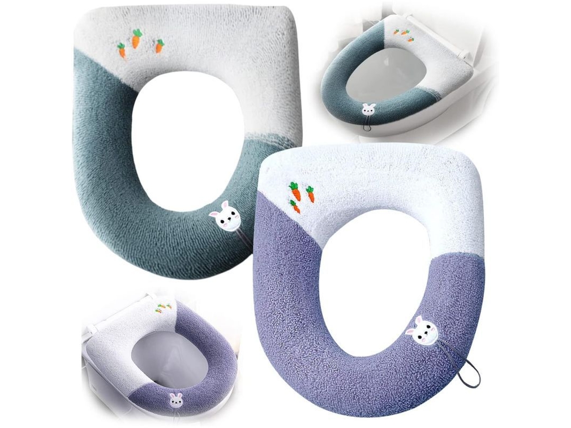 Funda De Assento De Inodoro 2 Pack Universal Impermeável Suave E Quente Com Alça Suspensa Lavável Reutilizável
