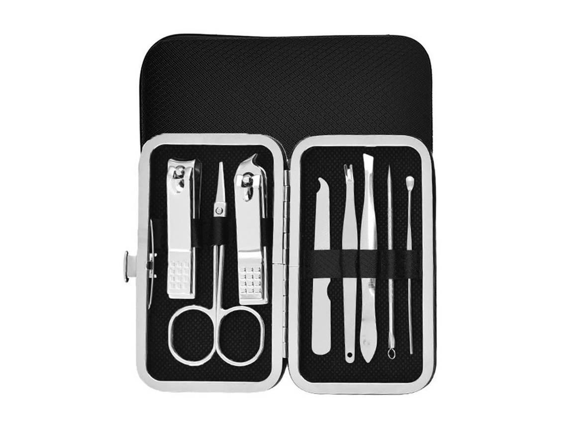 Conjunto de Manicure 8 em 1 Ferramentas de Unhas e Rostro em Aço Inoxidável Portátil