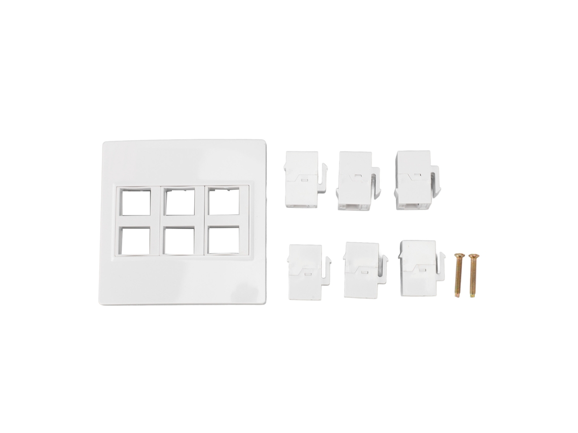 Placa de Pared Ethernet Cat6 Extraíble de 6 Puertos Hembra a Hembra para Dispositivos Cat6 6a 5 5e