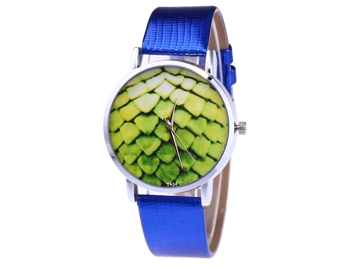 Reloj De Cuero Pu Unisex Moda Simple De Cuarzo T434-yx Azul