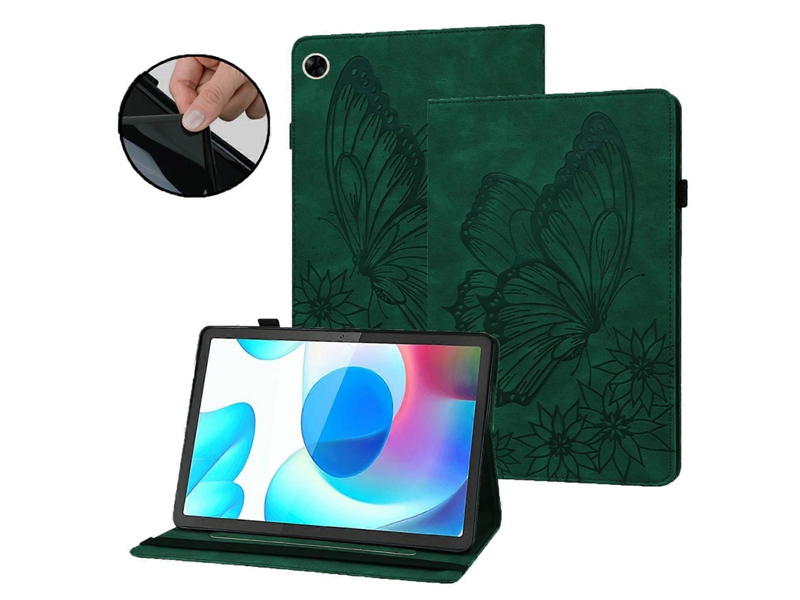 Capa De Couro Com Estampa De Borboleta Grande Para Tablet Realme Pad