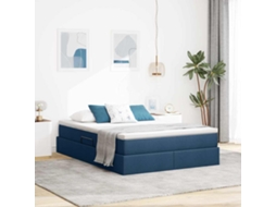 Cama com Arrumação e Colchão Azul Poliéster MAISON EXCLUSIVE (140x190 cm)