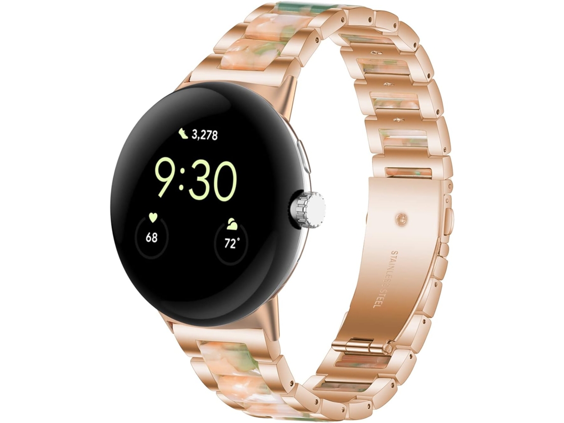 Pulseira De Resina E Aço Inoxidável Compatível Com Google Pixel Watch