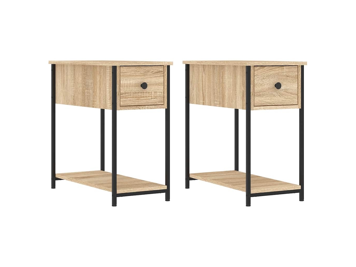 Bedside Cabinet, Bedside Cabinets Vidaxl Marrom Madeira Processada (n/a)
