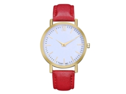 Relógio de pulso Zhoulianfa Quartz com pulseira de PU simples e moderna para mulheres e homens (vermelho)