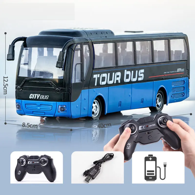 (Bateria A-1) Ônibus elétrico bidirecional extensível com controle remoto 2.4G, velocidade de 3 km/h, com luzes de LED e efeitos sonoros.