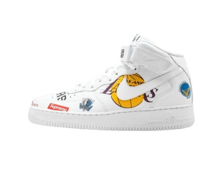 Sapatos Unissexo Supreme Air Force Nba Pele Amarelo (43)