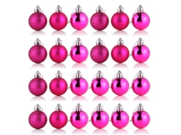 Laxiscreed Conjunto De 4 Ornamentos De Natal Em Plástico Para Árvore, 4cm, Na Cor Rose Red