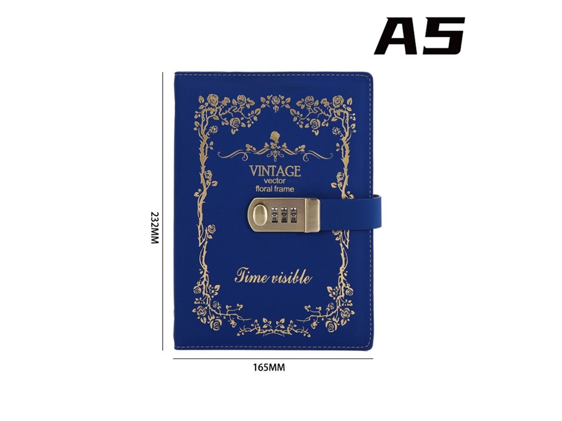 Caderno/ Agenda A5 Simples e Artístico com Estilo Retrô Azul BRILVIBERA