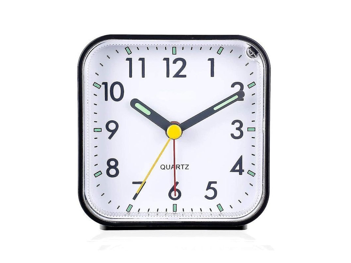 Relógio de alarme silencioso com luz noturna, bateria, para cama, branco | S/MARCA