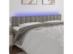 Cabecero con luces LED, terciopelo, 200x5x78/88 cm, gris claro
